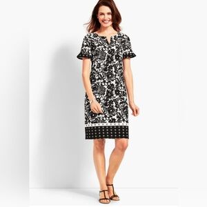Talbots  Elegant Black and White Floral Dress. Size M